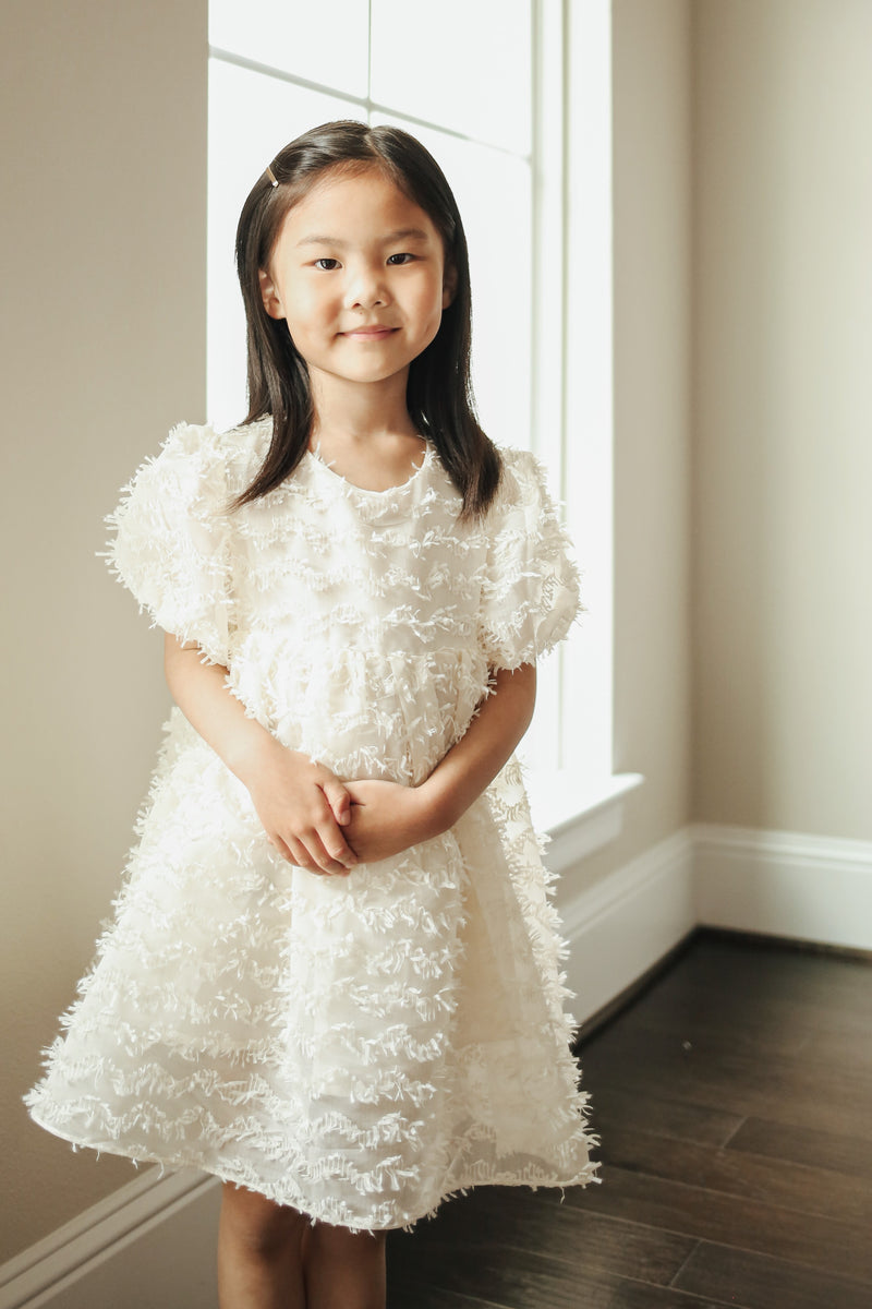 White frill clearance frock for girl